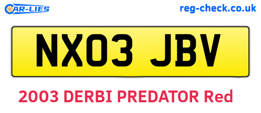 NX03JBV are the vehicle registration plates.