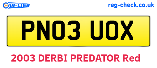 PN03UOX are the vehicle registration plates.