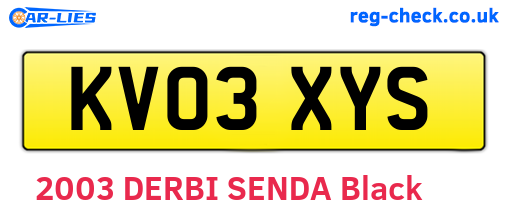 KV03XYS are the vehicle registration plates.