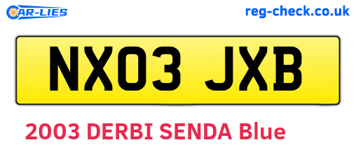 NX03JXB are the vehicle registration plates.