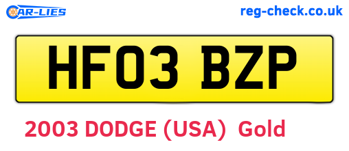 HF03BZP are the vehicle registration plates.