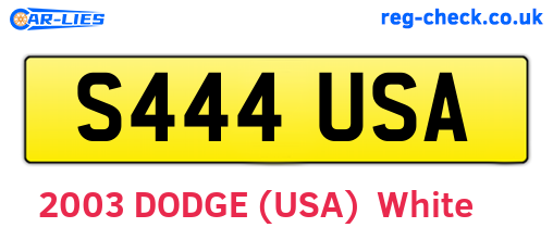 S444USA are the vehicle registration plates.