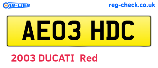 AE03HDC are the vehicle registration plates.