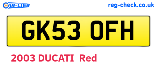 GK53OFH are the vehicle registration plates.