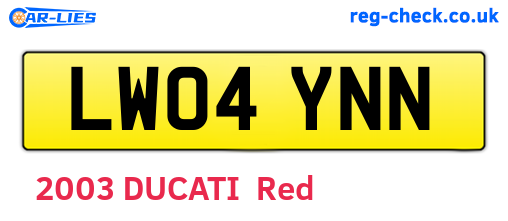 LW04YNN are the vehicle registration plates.