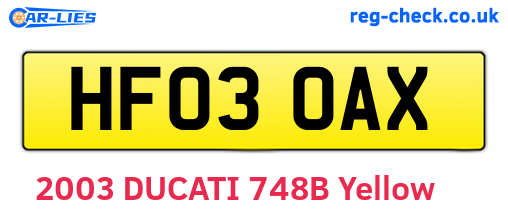 HF03OAX are the vehicle registration plates.