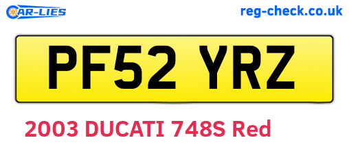 PF52YRZ are the vehicle registration plates.