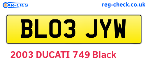 BL03JYW are the vehicle registration plates.