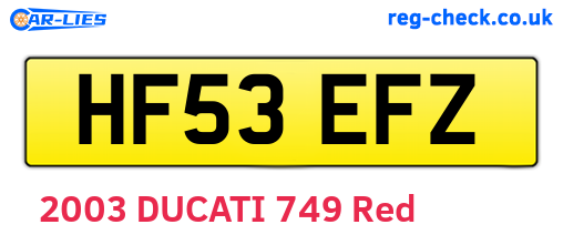 HF53EFZ are the vehicle registration plates.