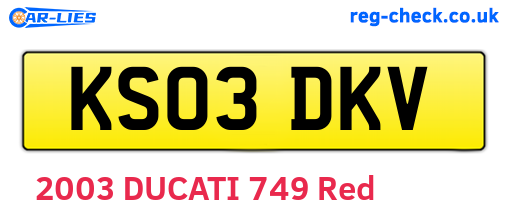 KS03DKV are the vehicle registration plates.