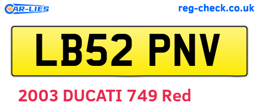 LB52PNV are the vehicle registration plates.