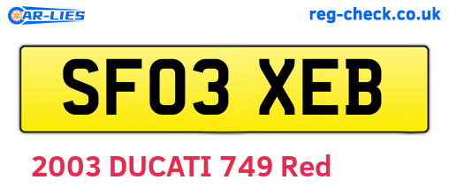 SF03XEB are the vehicle registration plates.