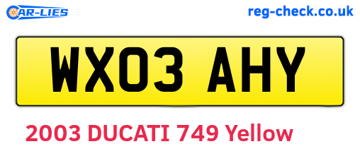WX03AHY are the vehicle registration plates.