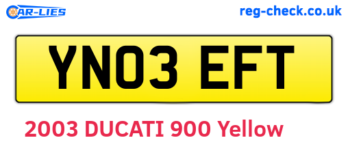 YN03EFT are the vehicle registration plates.