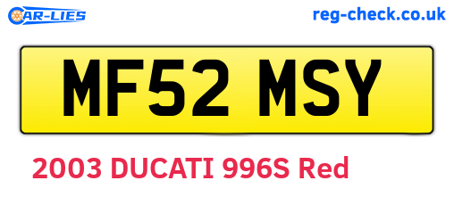 MF52MSY are the vehicle registration plates.