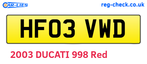 HF03VWD are the vehicle registration plates.