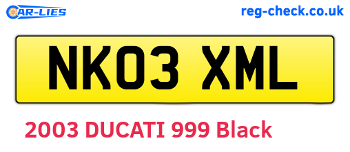 NK03XML are the vehicle registration plates.