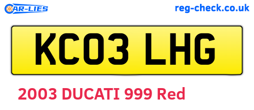 KC03LHG are the vehicle registration plates.
