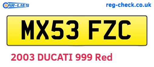 MX53FZC are the vehicle registration plates.