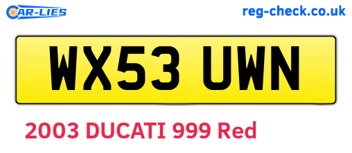 WX53UWN are the vehicle registration plates.