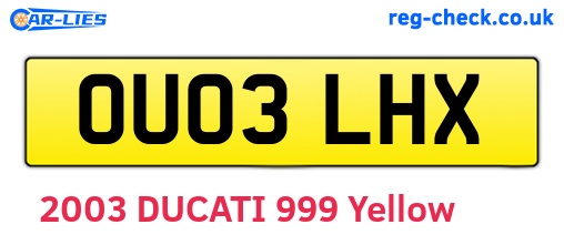 OU03LHX are the vehicle registration plates.
