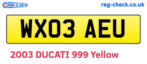 WX03AEU are the vehicle registration plates.