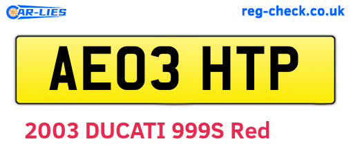 AE03HTP are the vehicle registration plates.