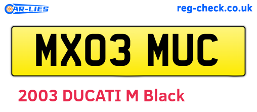 MX03MUC are the vehicle registration plates.