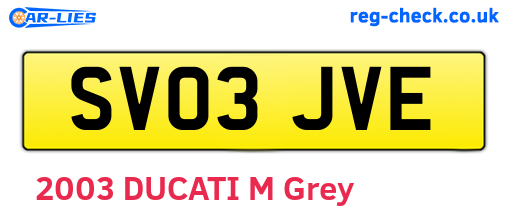 SV03JVE are the vehicle registration plates.