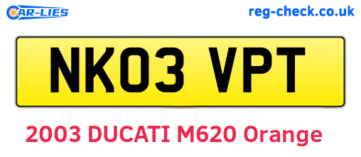 NK03VPT are the vehicle registration plates.