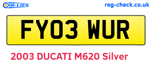 FY03WUR are the vehicle registration plates.