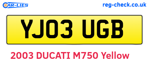 YJ03UGB are the vehicle registration plates.