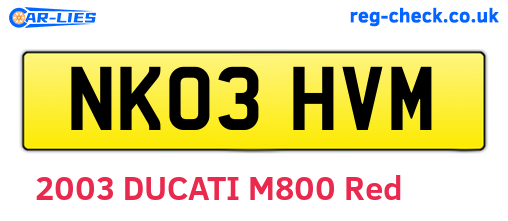 NK03HVM are the vehicle registration plates.