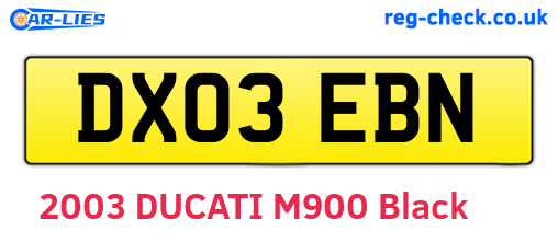 DX03EBN are the vehicle registration plates.