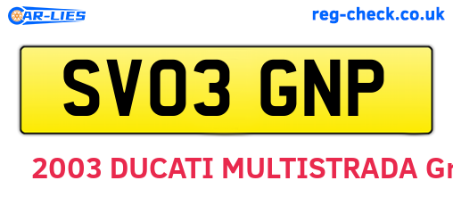 SV03GNP are the vehicle registration plates.