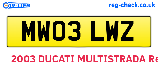 MW03LWZ are the vehicle registration plates.