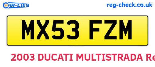 MX53FZM are the vehicle registration plates.