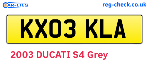 KX03KLA are the vehicle registration plates.