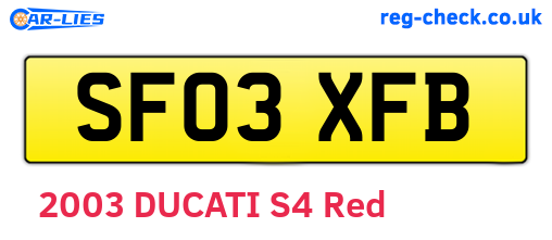 SF03XFB are the vehicle registration plates.