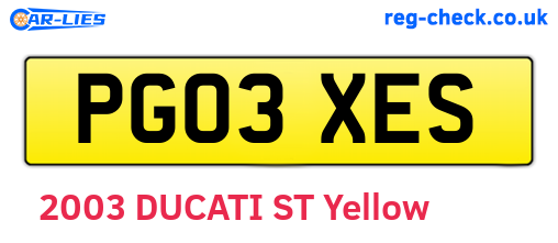 PG03XES are the vehicle registration plates.