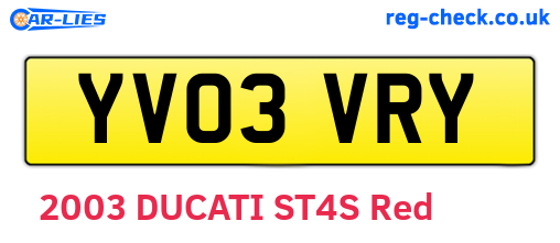 YV03VRY are the vehicle registration plates.