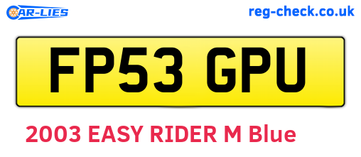 FP53GPU are the vehicle registration plates.