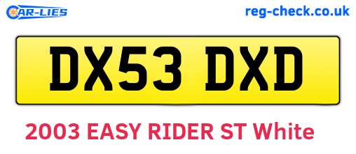 DX53DXD are the vehicle registration plates.