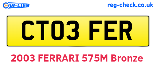 CT03FER are the vehicle registration plates.