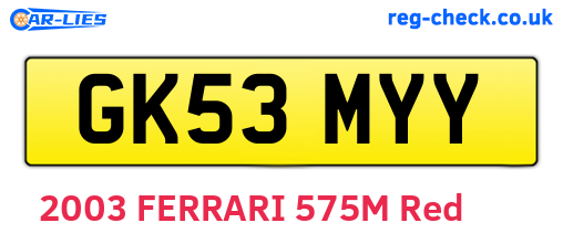 GK53MYY are the vehicle registration plates.