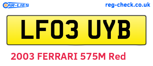 LF03UYB are the vehicle registration plates.