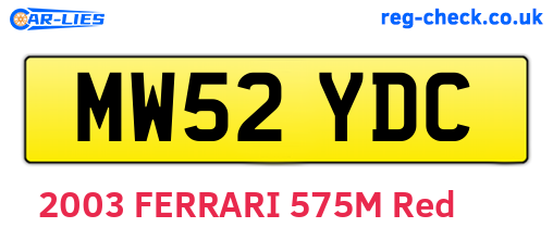 MW52YDC are the vehicle registration plates.