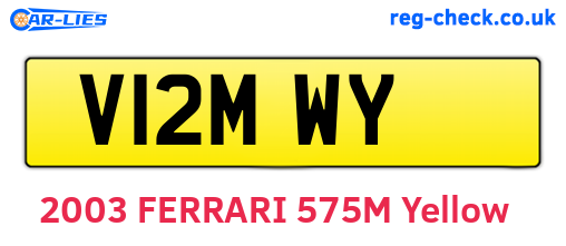 V12MWY are the vehicle registration plates.