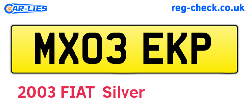 MX03EKP are the vehicle registration plates.