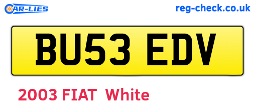 BU53EDV are the vehicle registration plates.